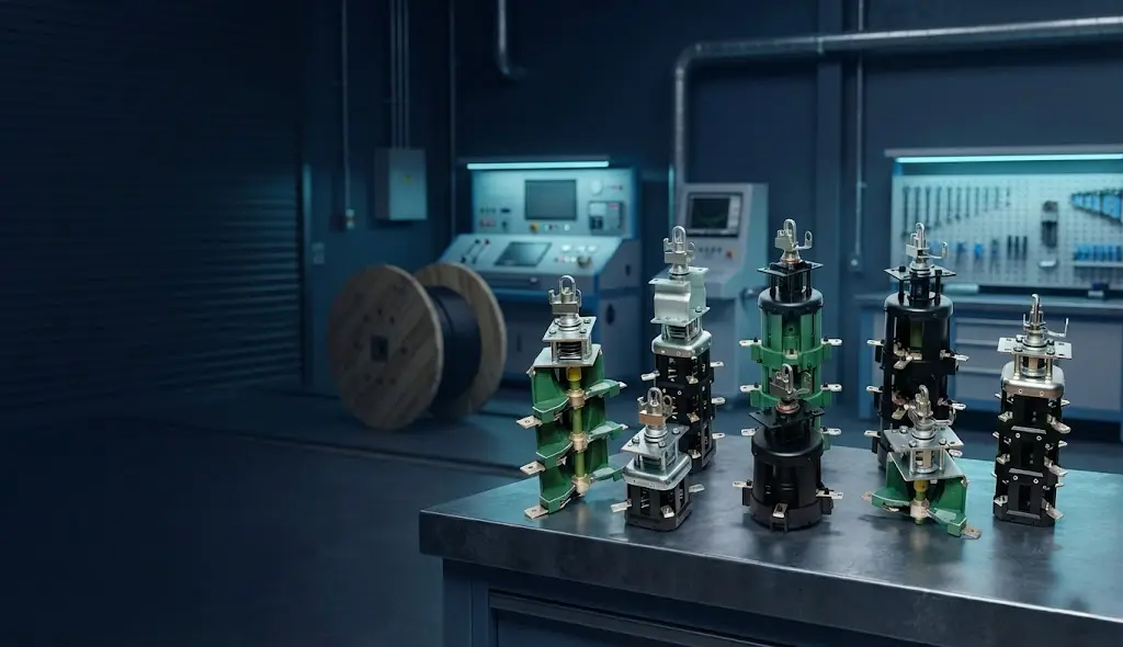 Transformer accessories and cable accessory components in Zeeyi Electric testing and assembly workshop